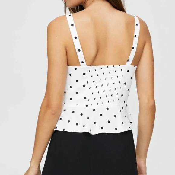 Aritzia - Wilfred White and Black Polka Dot Bow Blouse - Picture 2 of 7